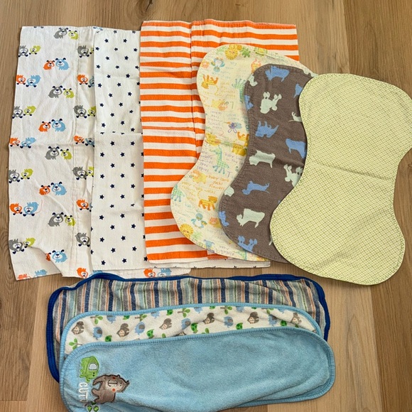 Baby Boys Burping Cloths lot of 9 - Picture 1 of 5